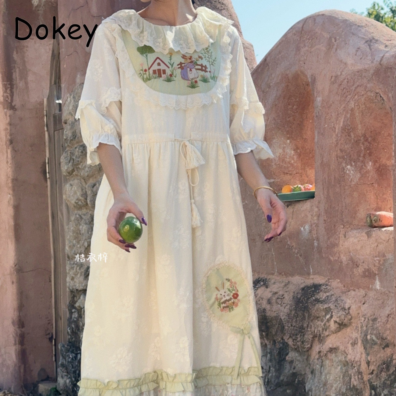 Vintage Embroidery Floral Fair - French Vintage Floral Midi Dress ulasan dan harga