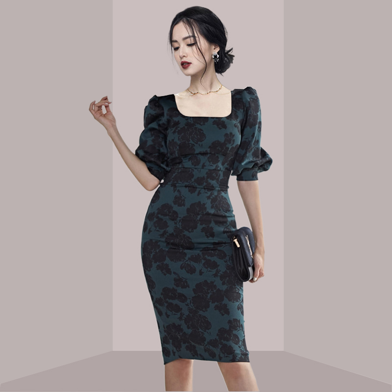 Elegant Ladylike Floral Print  - French Vintage Floral Midi Dress ulasan dan harga