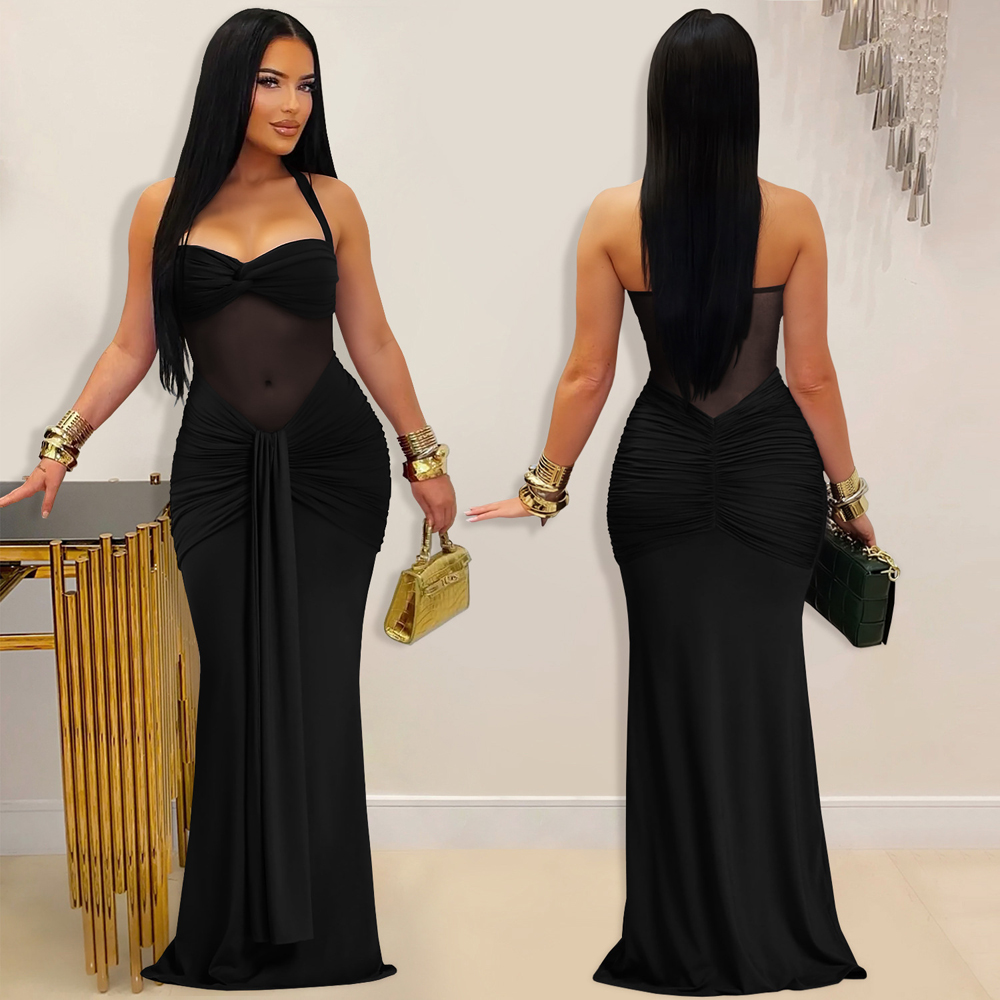 Sexy Sheer Layer Mesh Halter D - Sexy Mesh Sheer Bodycon Dress ulasan dan harga