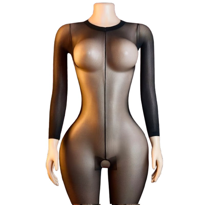 1 Piece Sheer Black Mesh Open- - Lingerie ulasan dan harga
