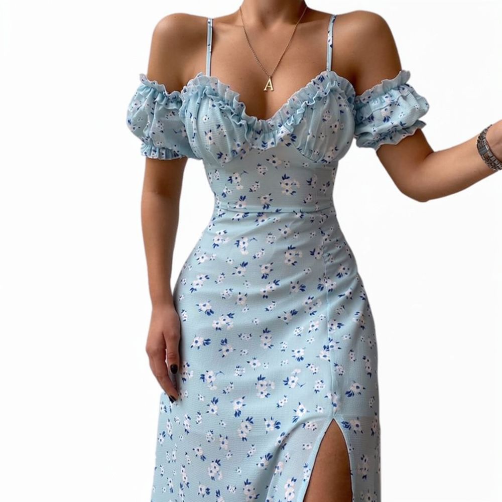 Women Summer Floral Dress Fren - French Vintage Floral Midi Dress ulasan dan harga