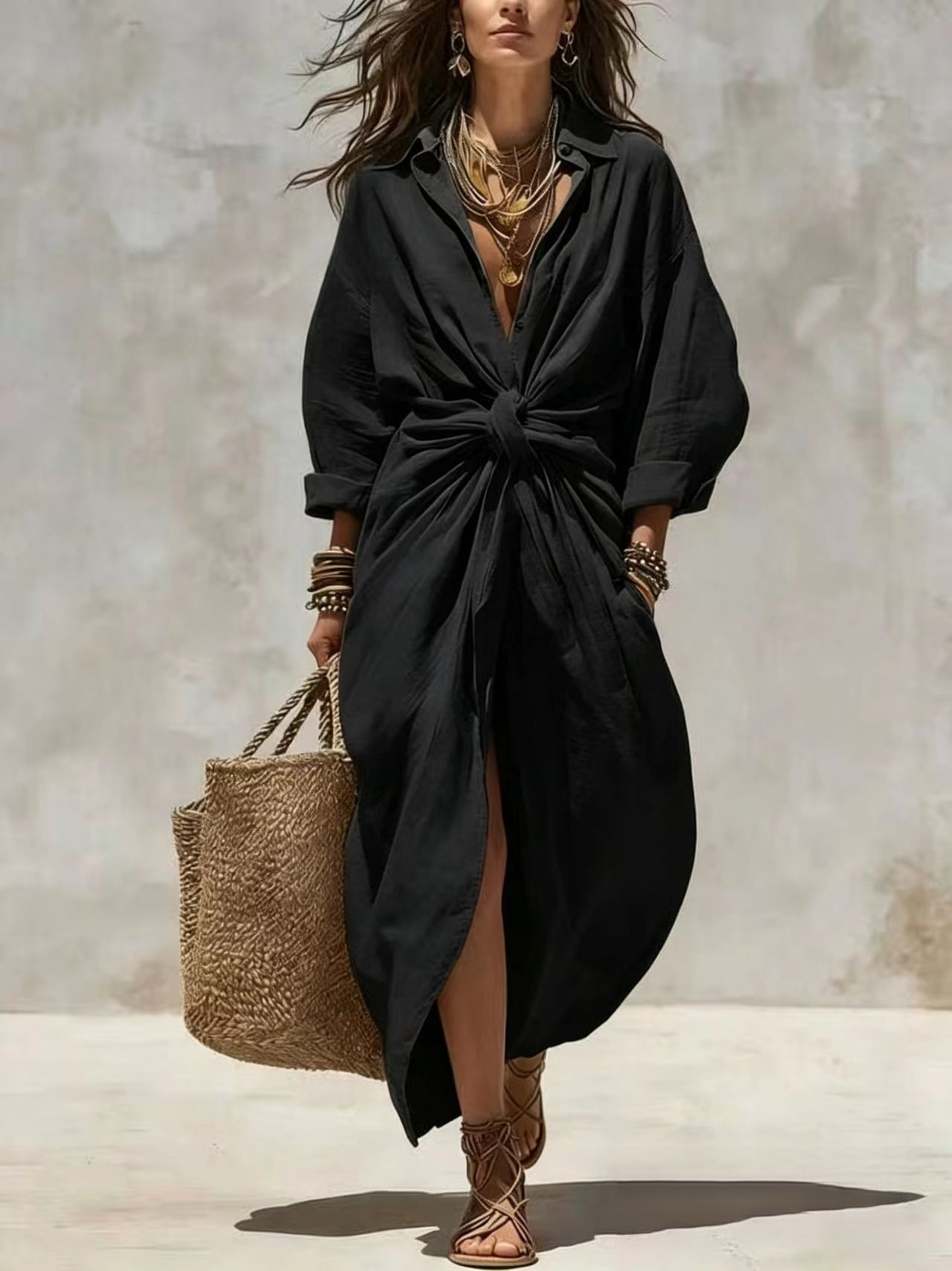 Boho White Linen Cotton Shirt  - Boho Summer Beach Maxi Dress ulasan dan harga