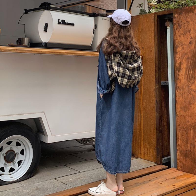 2026 New Women Denim Shirt Dre - Korean Style A Line Shirt Dress ulasan dan harga