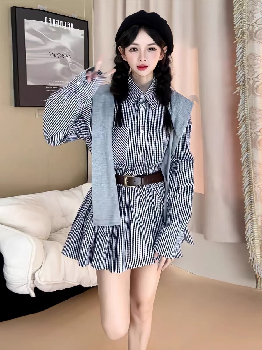 Early Autumn Korean Style Shir - Korean Style A Line Shirt Dress ulasan dan harga
