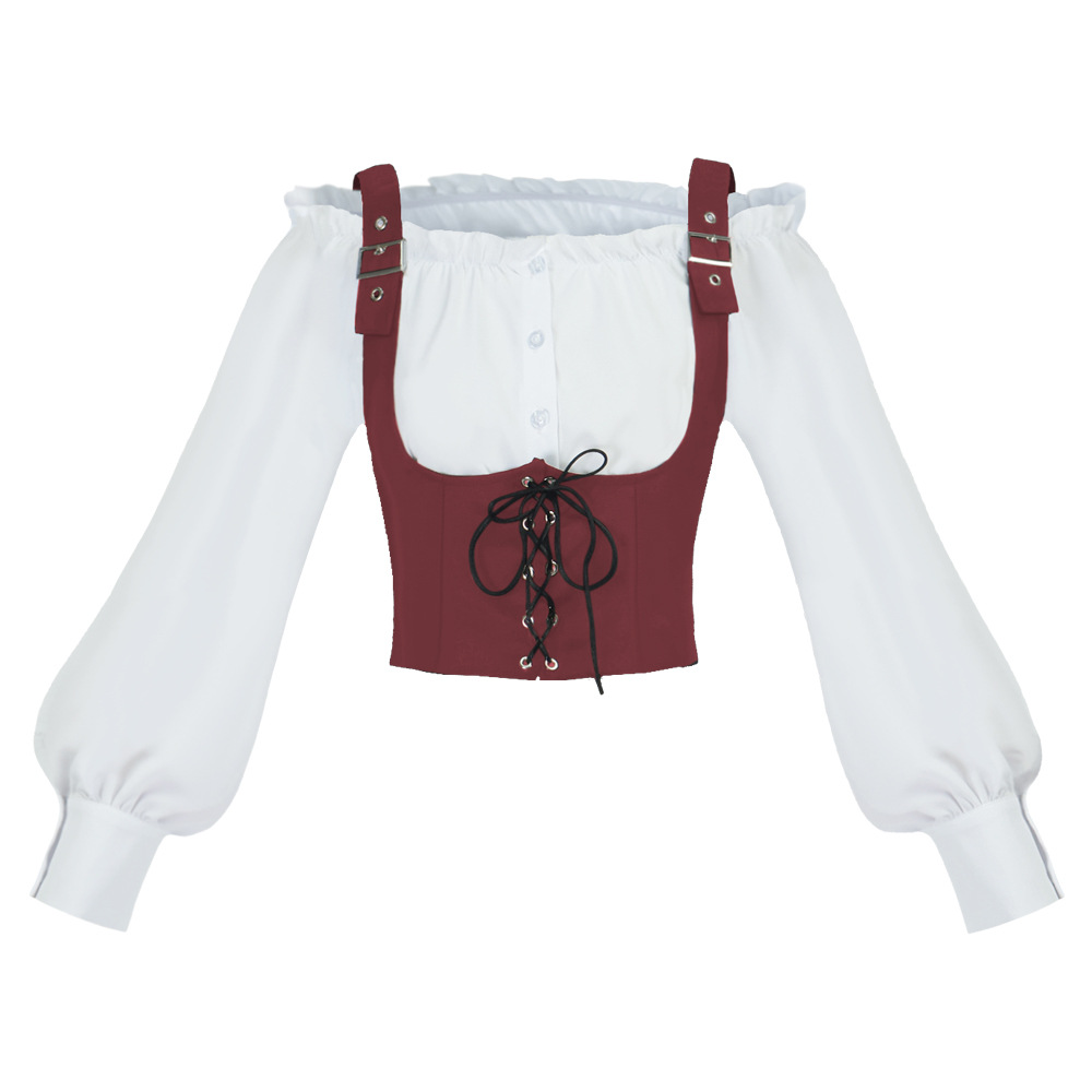 Retro Western Style Women Blou - Tops ulasan dan harga